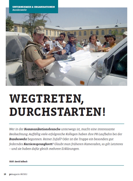 Nicolas als Offizier im PR-Magazin 03.06.12 - Medienspiegel