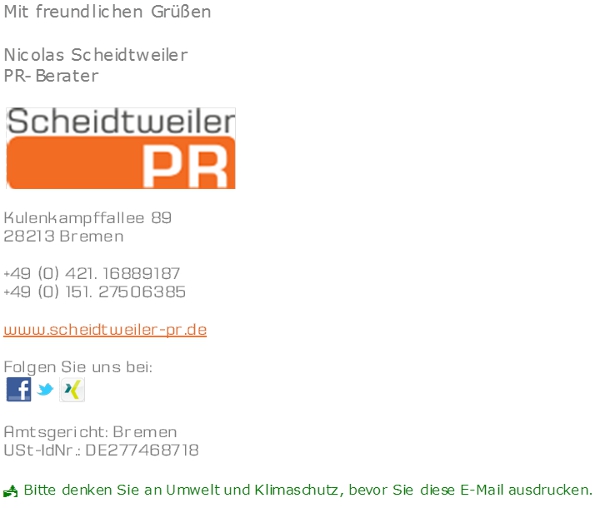 Die Email-Signatur bei Scheidtweiler PR