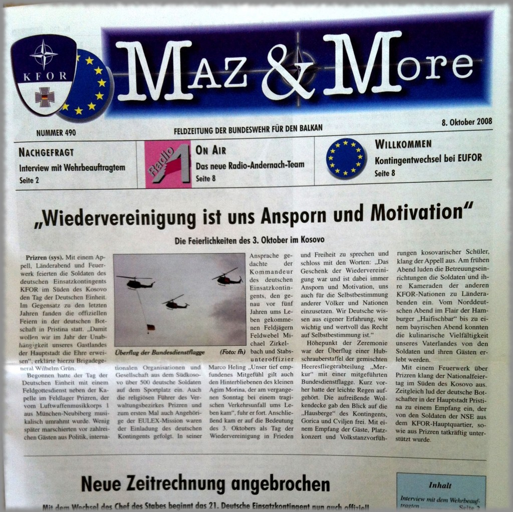 Bundeswehr: Maz und More Cover 2008, Feldlagerzeitung KFOR