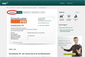 Xing Unternehmensprofil Neuigkeiten Scheidtweiler PR