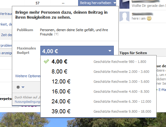 Facebook-Fanpage - Beitrag hervorheben - Scheidtweiler PR