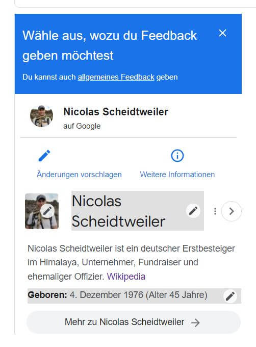 Knowledge Panel Feedback - Scheidtweiler PR-Blog