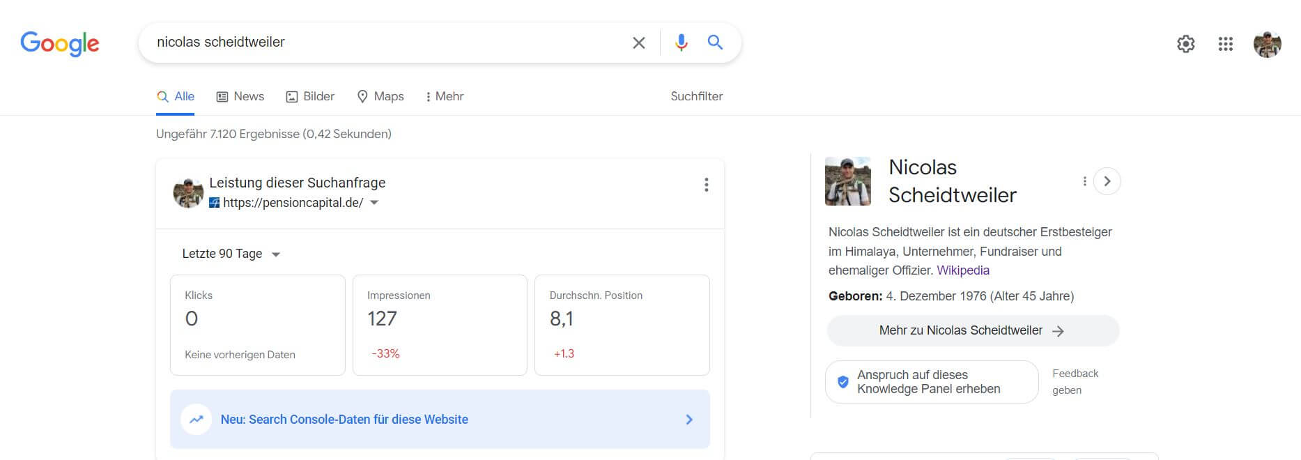 Knowledge Panel in der Google Suche - Scheidtweiler PR-Blog