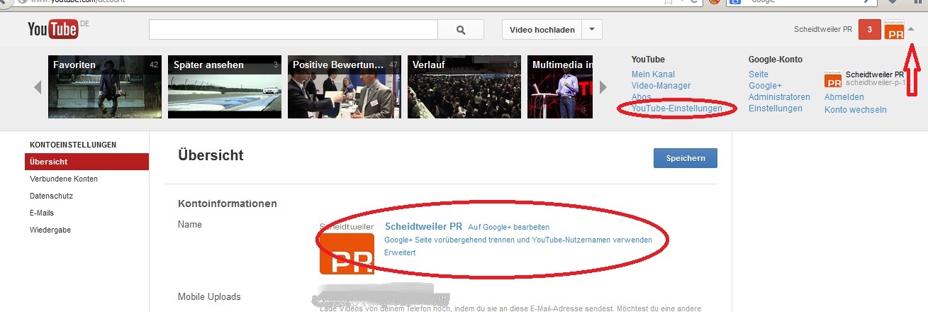 Artikel: Youtube mit Seiten-Verknüpfung - Scheidtweiler PR
