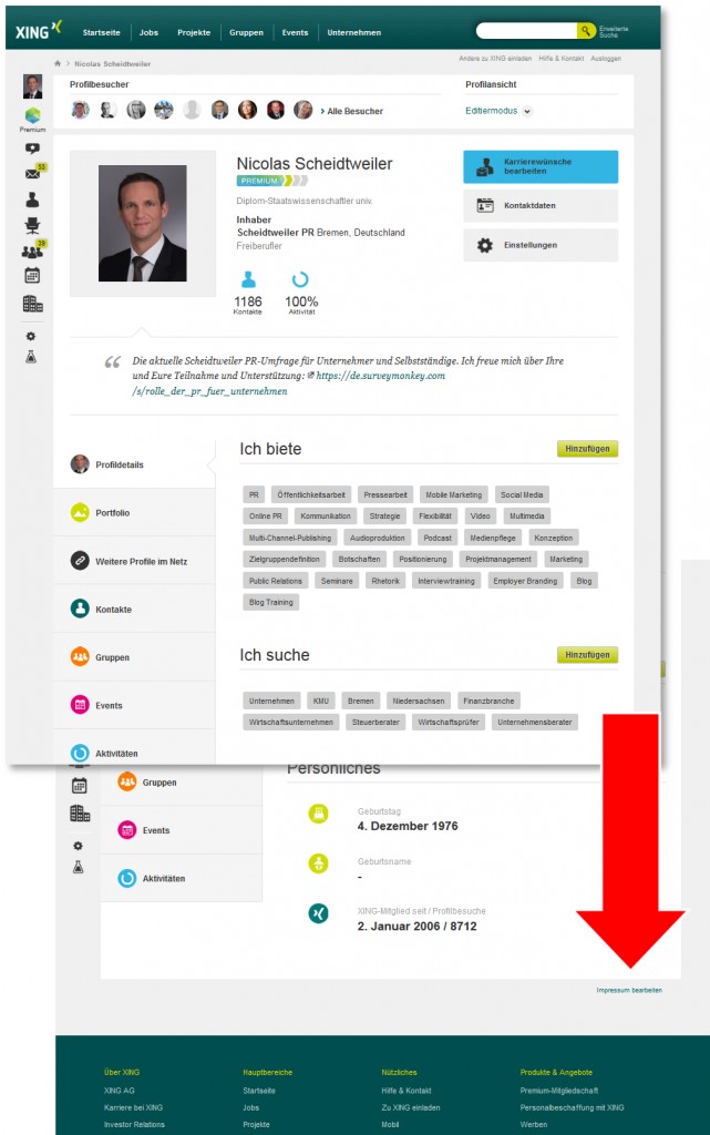 Xing mit Impressumspflicht - Scheidtweiler PR Agentur Bremen