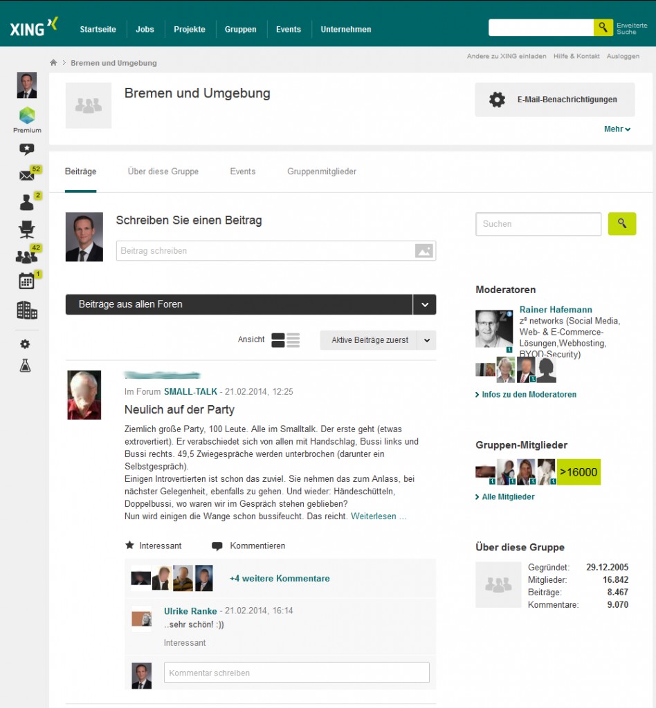 Xing neues Gruppen-Layout - PR Agentur Bremen