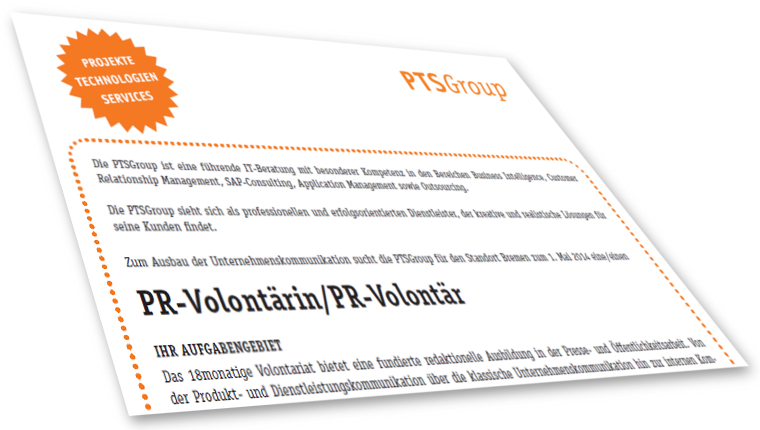 Jobausschreibung - PR Volontariat in Bremen