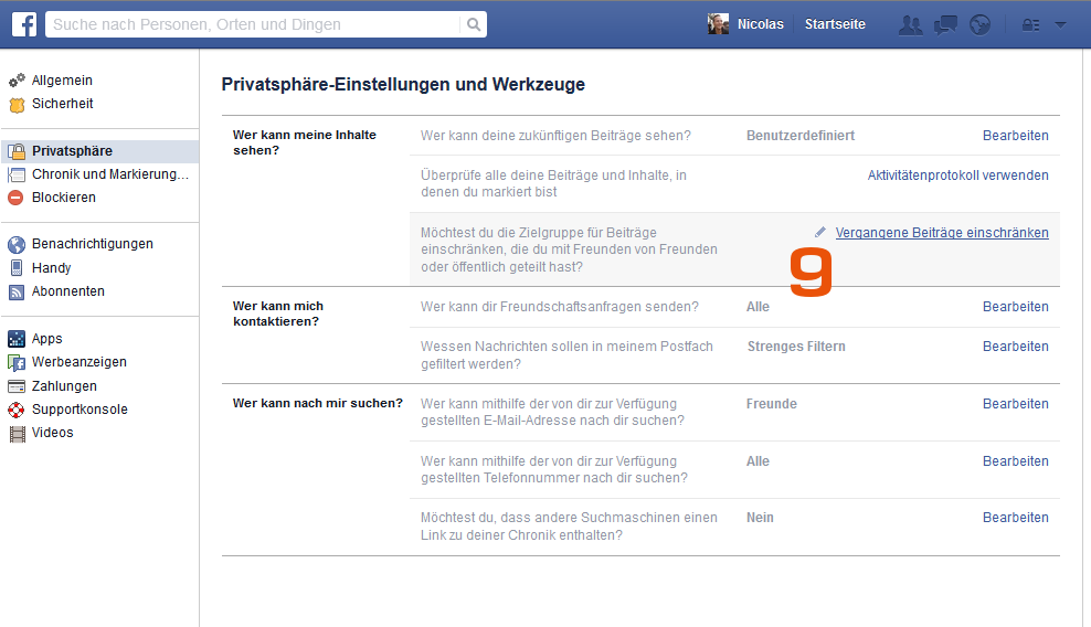 Facebook 6 - Vergangene Beiträge einschränken - Scheidtweiler PR