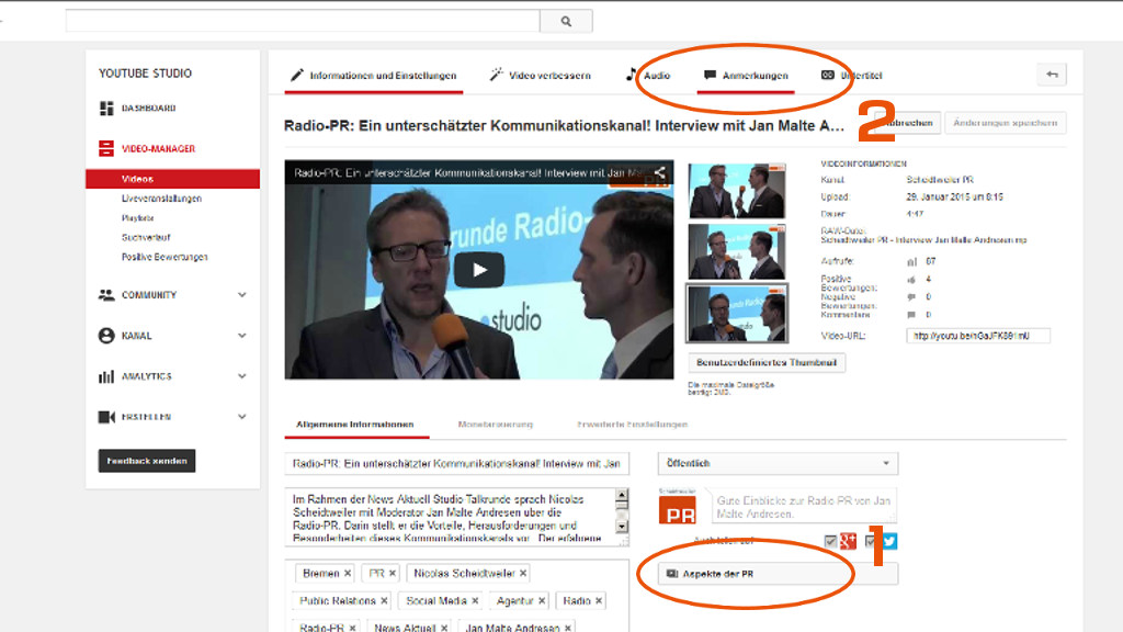 Youtube-Videos verknüpfen - Zwei Varianten Playlist und Anmerkungen - PR-Blog aus Bremen