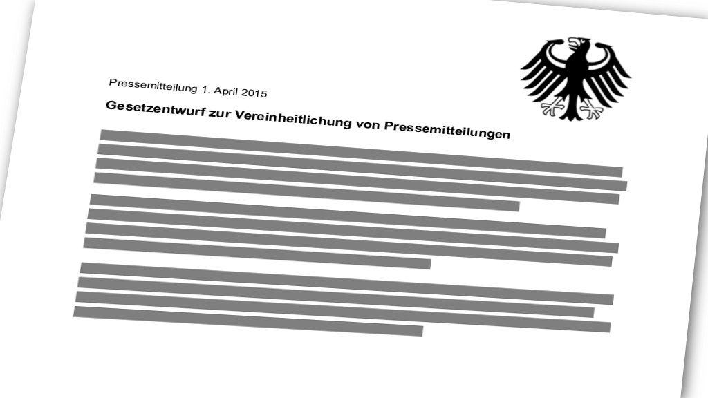 Gesetzentwurf zur Vereinheitlichung von Pressemitteilungen - Pressemitteilung vom 1. April - PR-Blog aus Bremen