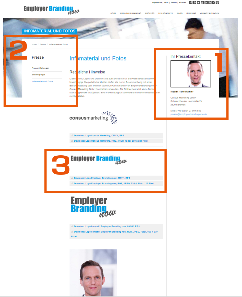 Employer Branding now - Pressedownloads - Pressebereich auf der Webseite