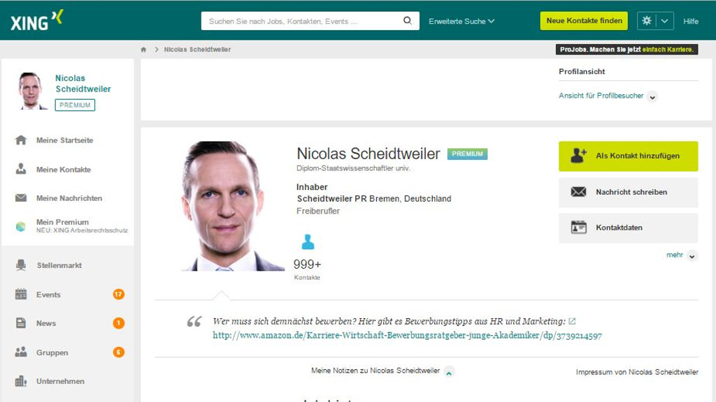 Zum Artikel über Xing - Unternehmensnamen richtig eintragen für die PR - Scheidtweiler Blog Bremen