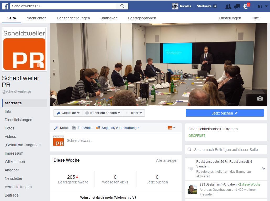 Facebook für Unternehmen mit neuem Seitenlayout