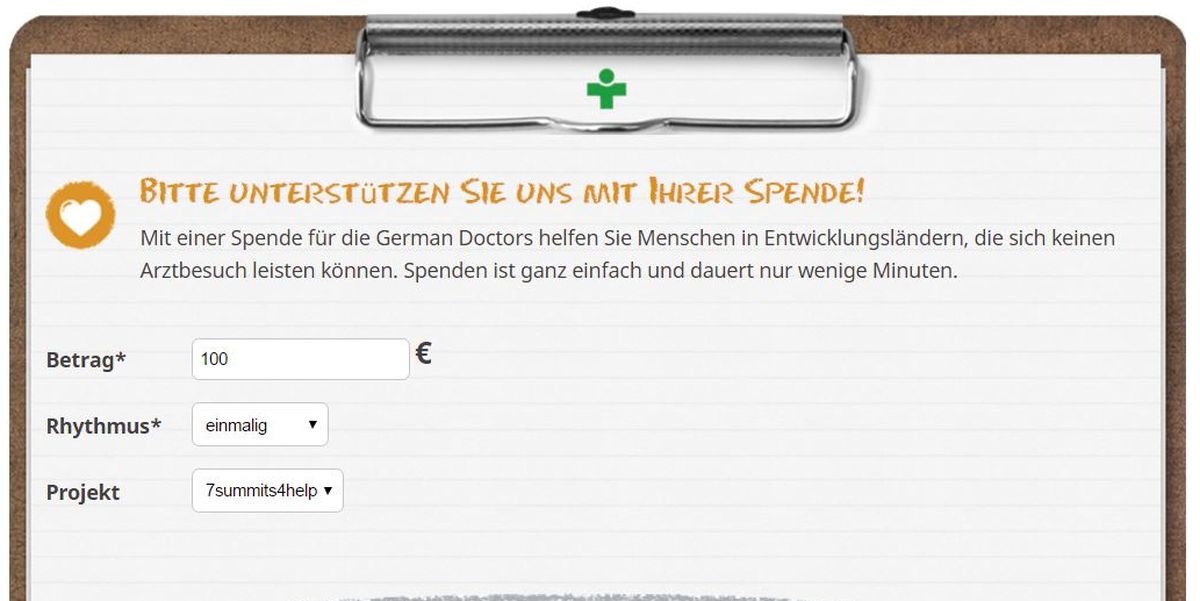 Screenshot: 7summits4help-Spendenformular