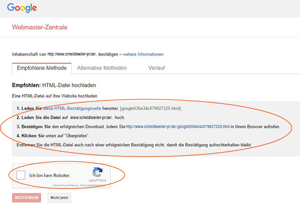 Youtube-Kanal verknüpfen und bestätigen - Schritt 5 - HTML-Datei hochladen Youtube-Kanal verknüpfen und bestätigen - Schritt 5 - HTML-Datei hochladen