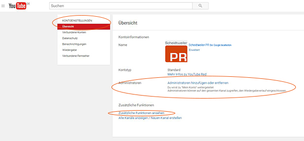 Youtube-Kanal verknüpfen und bestätigen - Schritt 2 - Zusätzliche Funktionen