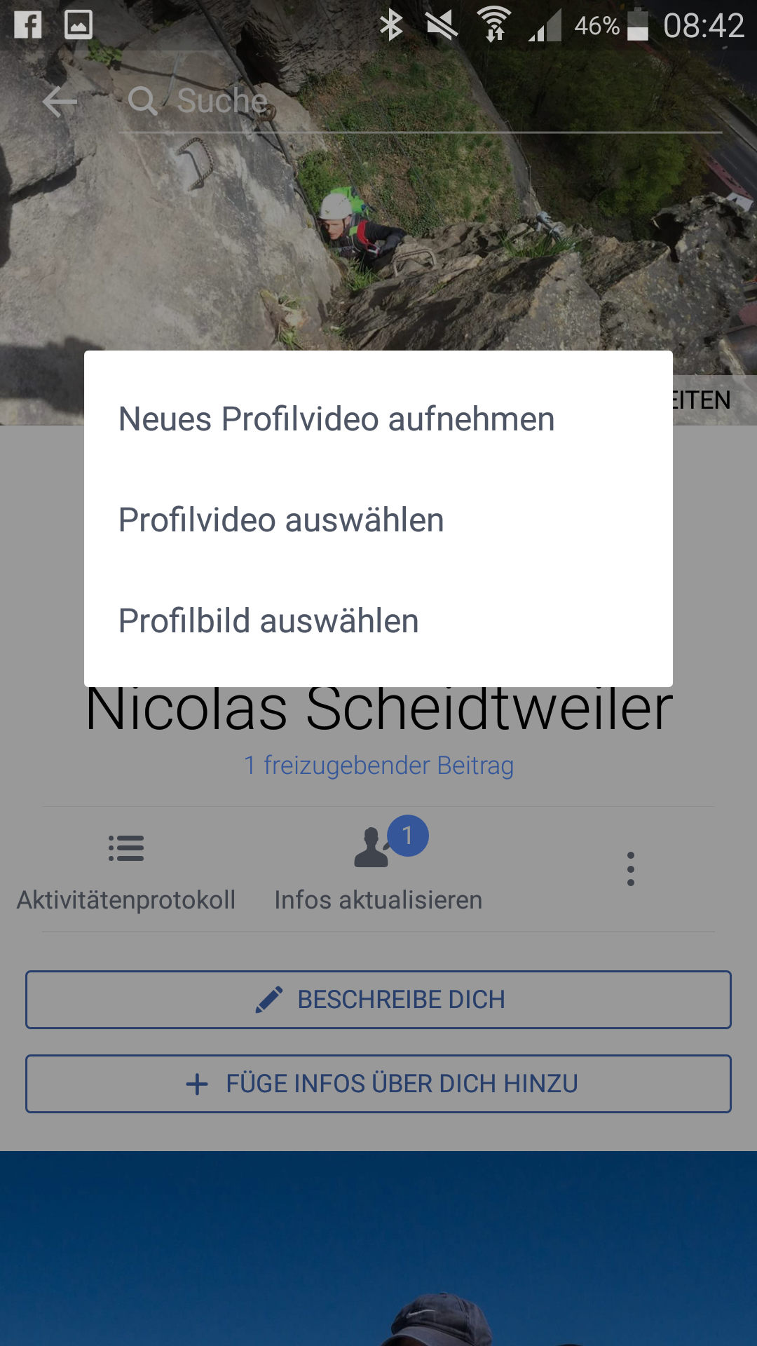 Screenshot: Das Facebook-Profil-Bild als Video - Und es bewegt sich doch - PR-Blog Bremen - Schritt 1